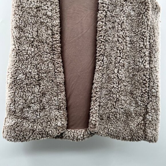 Krazy Kat Womens Hooded Vest Open Front Sherpa Faux Fur Beige Size Small - Picture 3 of 9